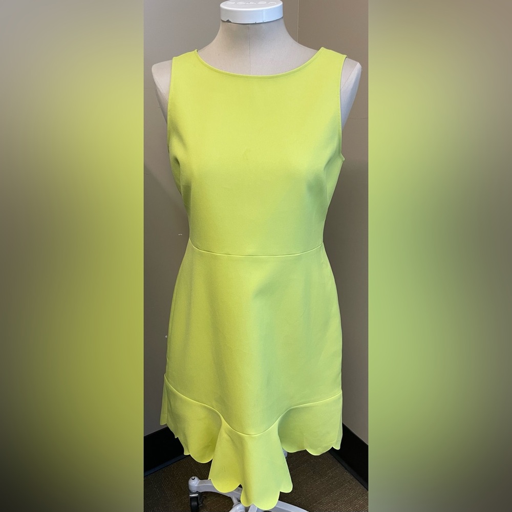 JCrew new w tags Scalloped Hem Sheath Dress to the knee chartreuse womens s 12